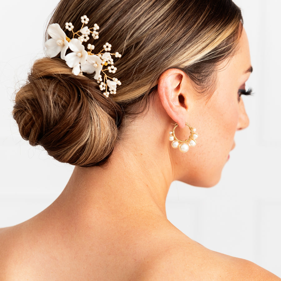 Justine Flower and Pearl Bridal Comb