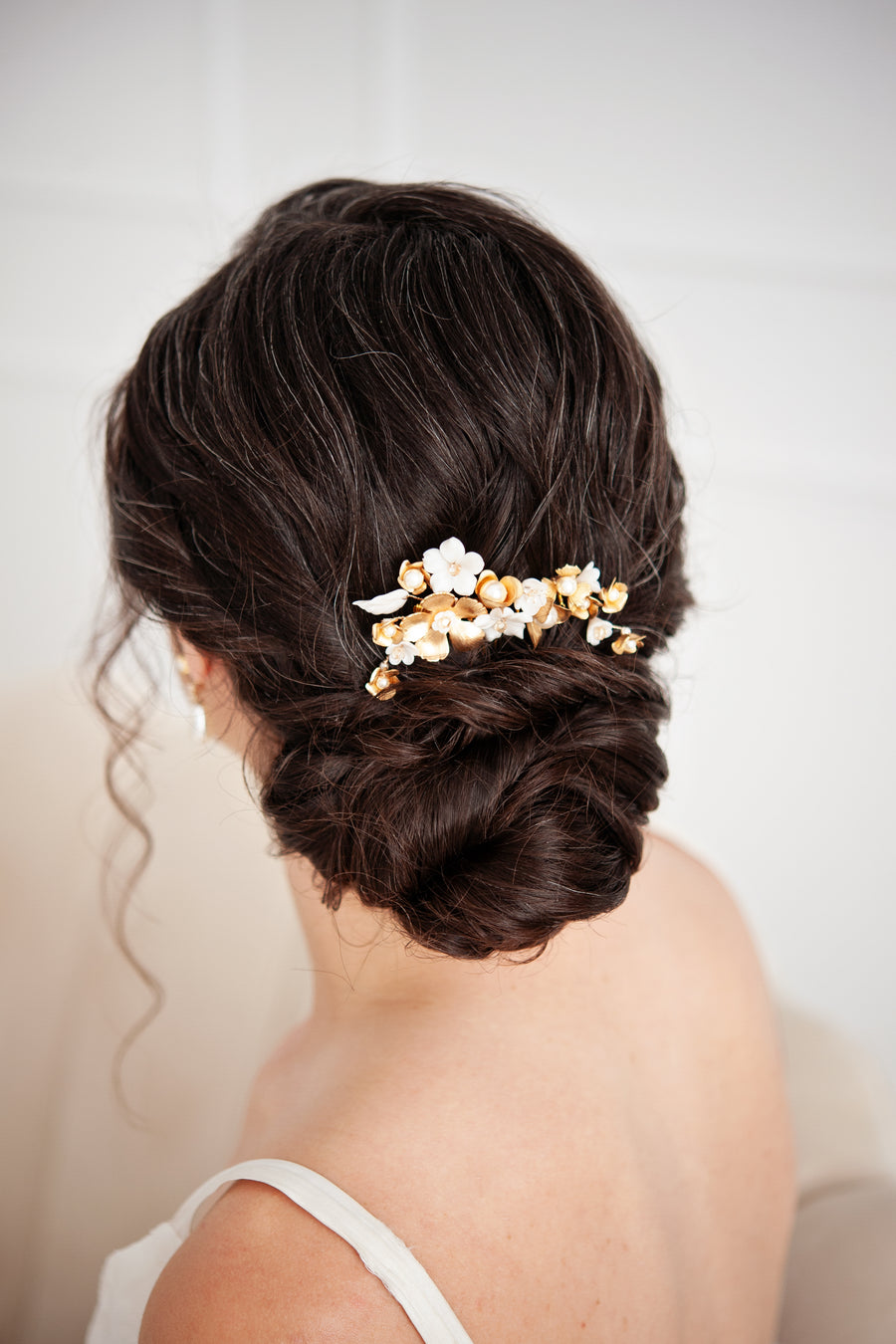 Angelina Gold and Pearl Bridal Comb