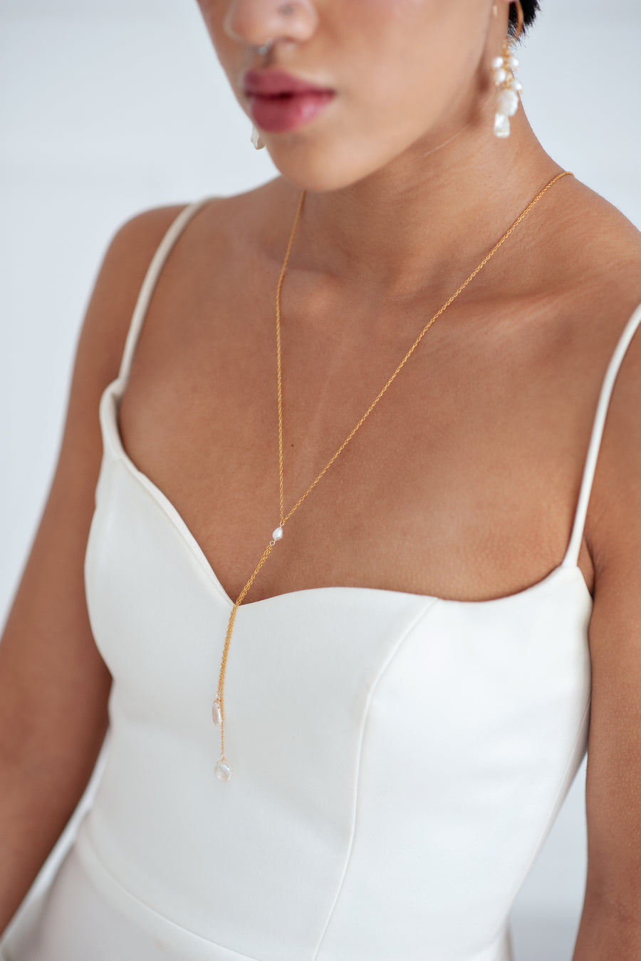 Brooklyn Keshi Pearl Bridal Back Necklace