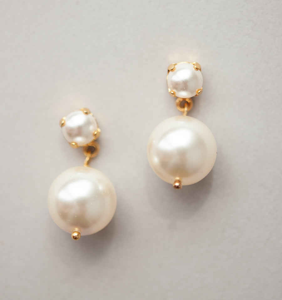 Eloise Large Crystal Pearl Bridal Earrings