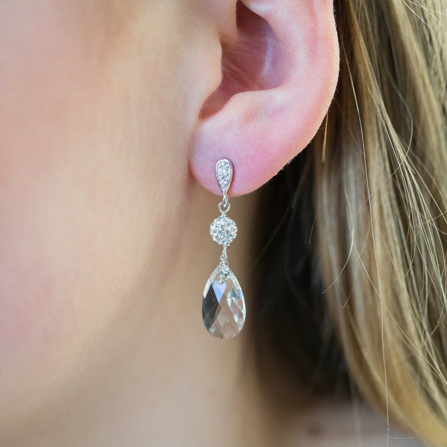 Mila Crystal Drop Wedding Earrings - Sample Sale - No Returns