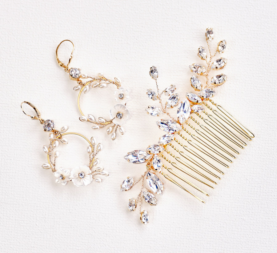 Amari Pearl and Floral Earrings - Sample Sale - No returns