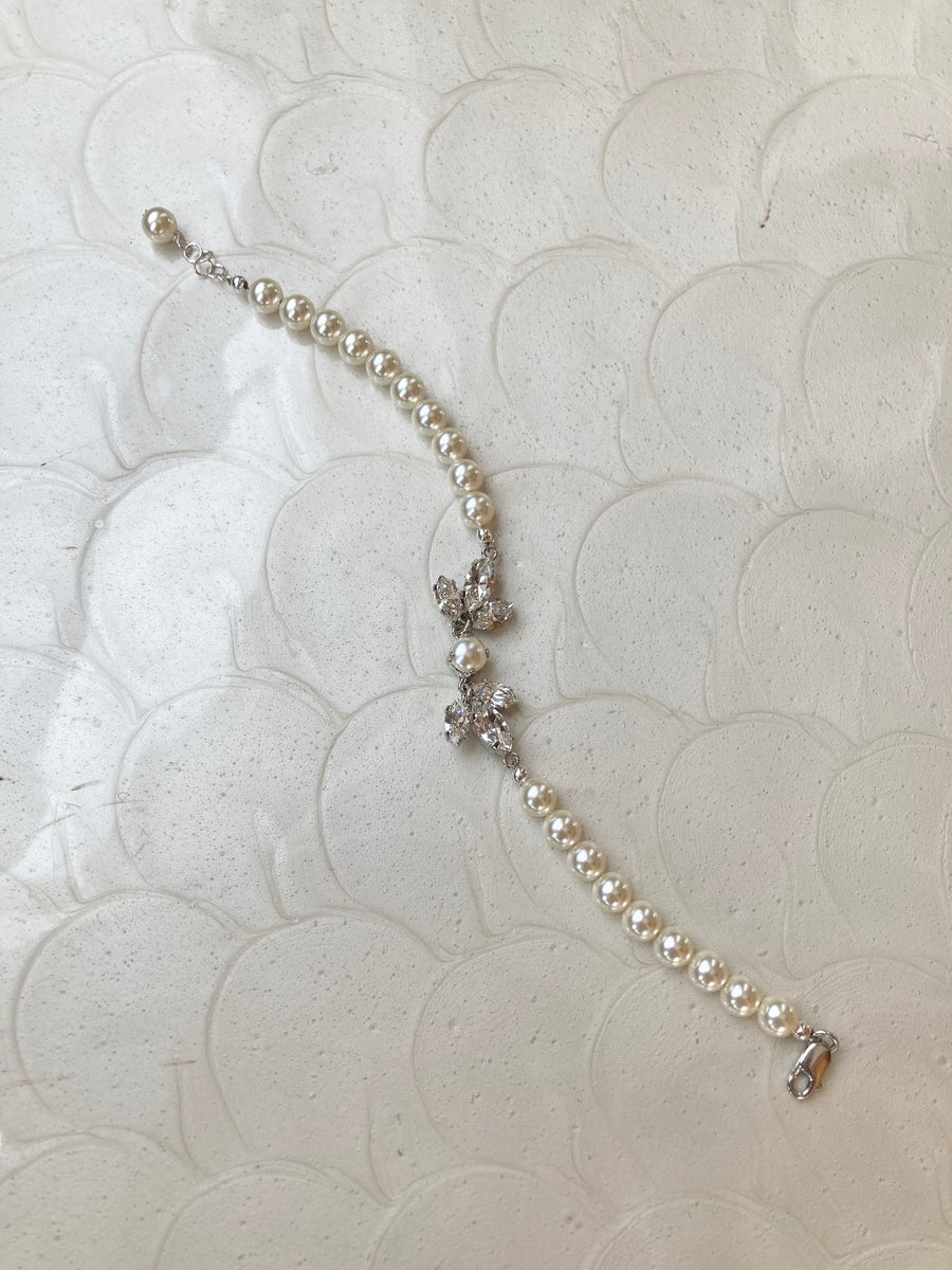 Best selling silver and pearl bridal bracelet by Joanna Bisley Designs.