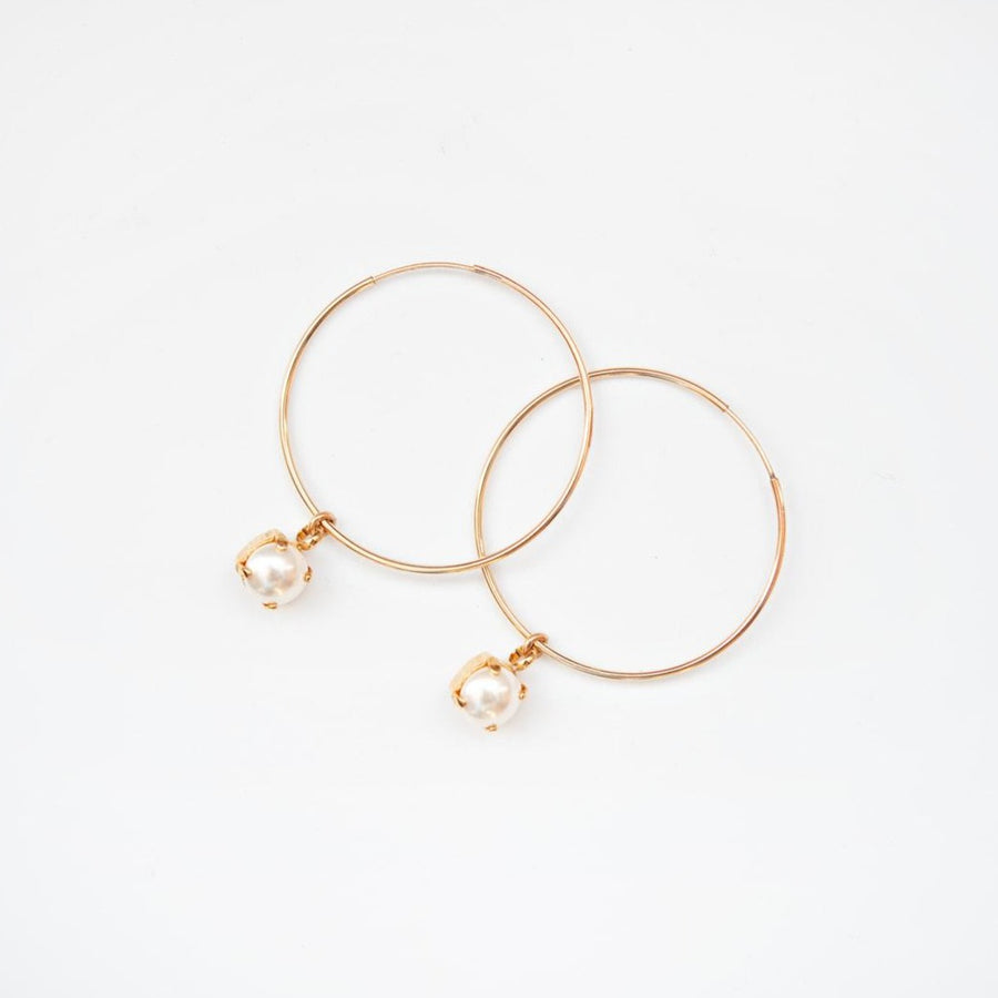 Molly 14kt Gold Hoop and Pearl Bridal Earring