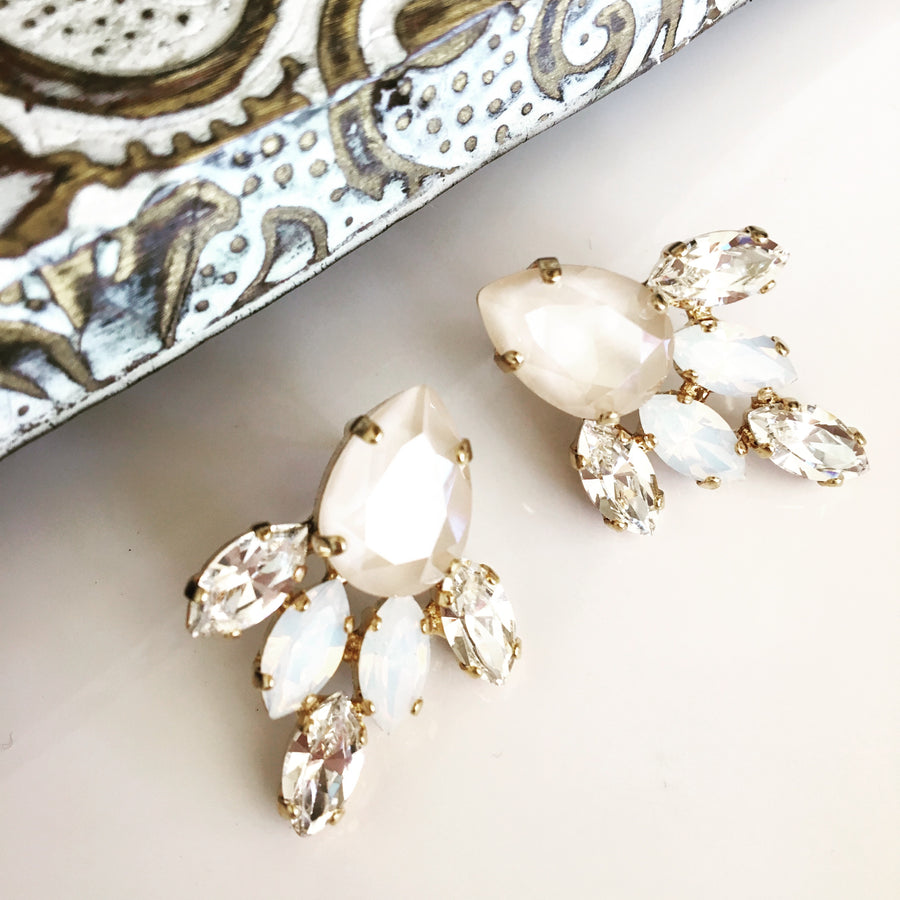 Peyton Fine Crystal and Gold Bridal Earrings