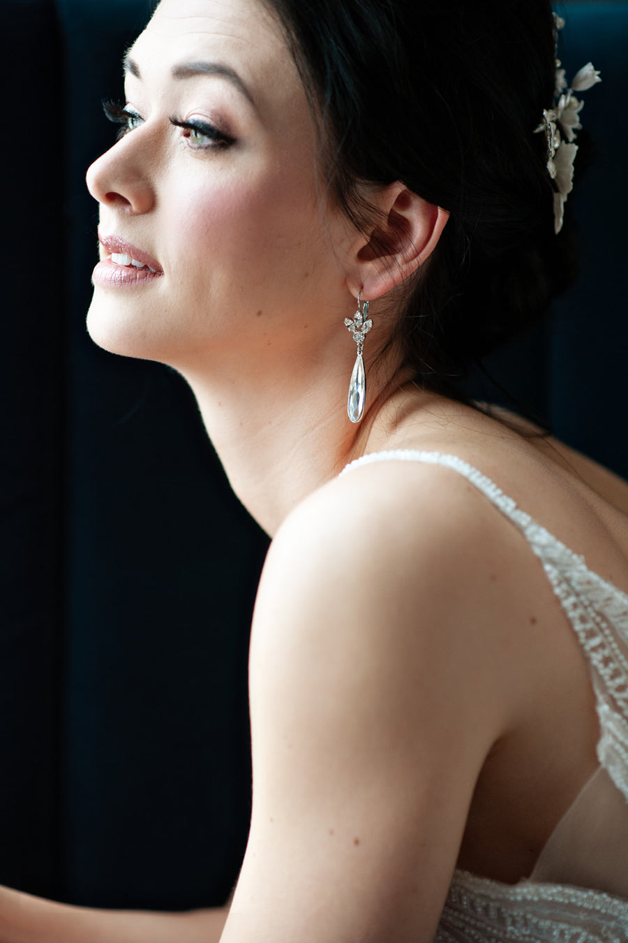 Sorrento Silver Drop Bridal Earrings