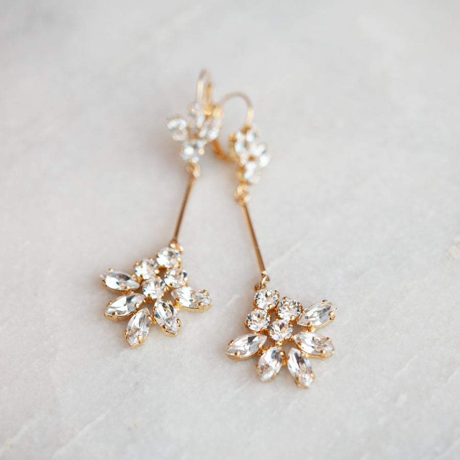Gold and Swarovski Crystal Statement Bridal earrings 