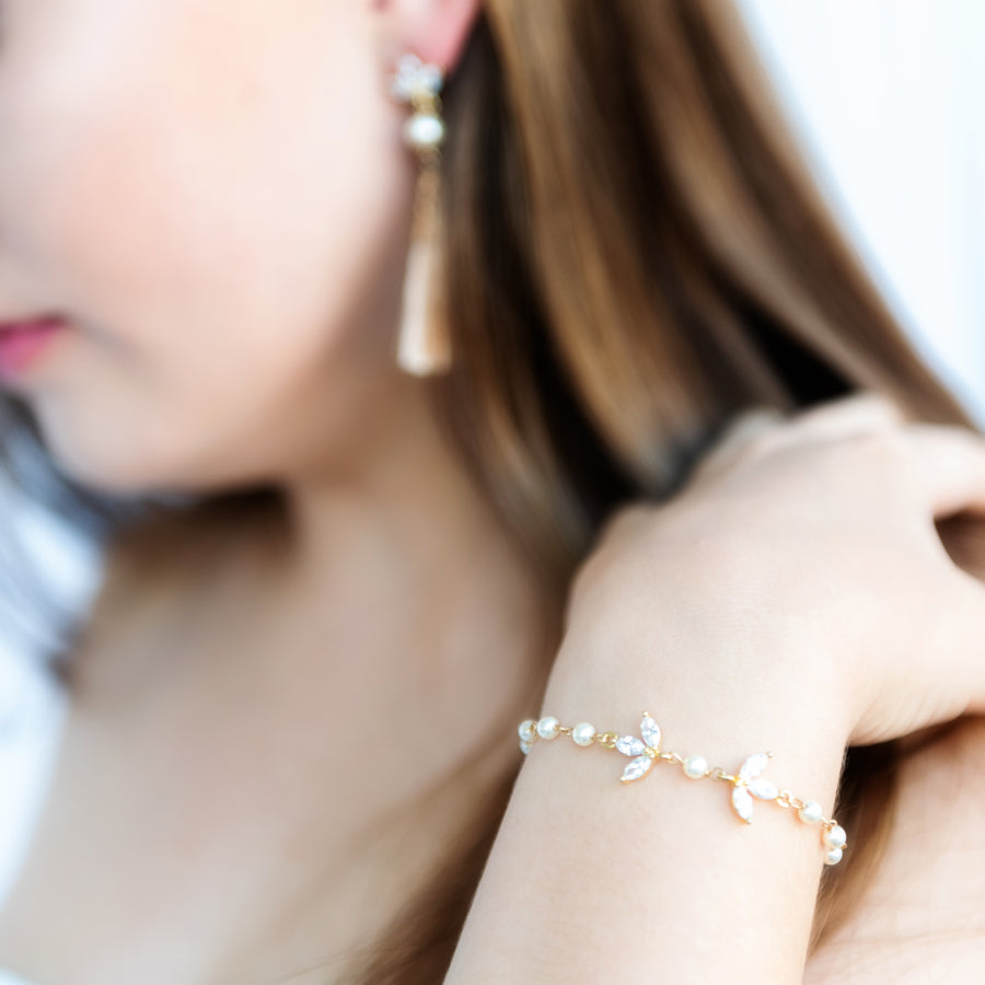 Zara Pearl and Crystal Wedding Bracelet