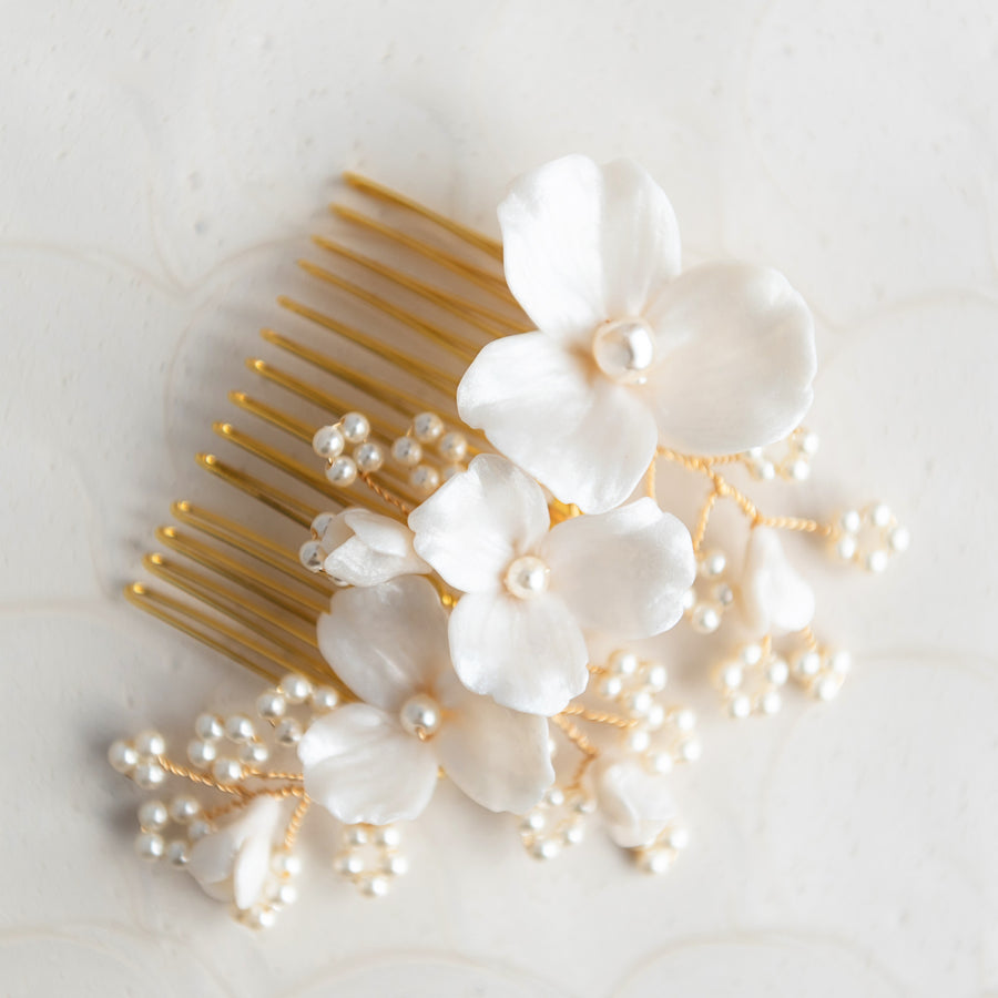 Justine Flower and Pearl Bridal Comb