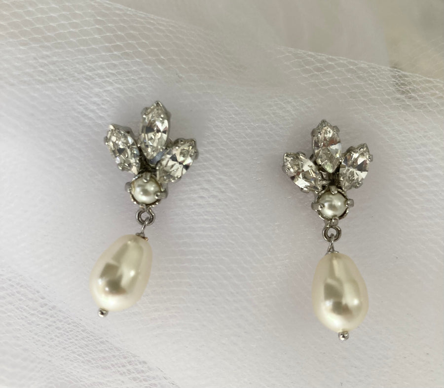 Silver and Swarovski Crystal Bridal Earrings by Joanna Bisley.