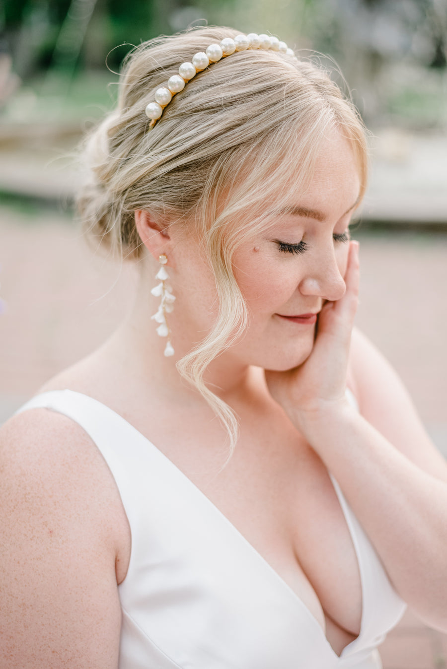 Bailey Flower and Pearl Bridal Earrings
