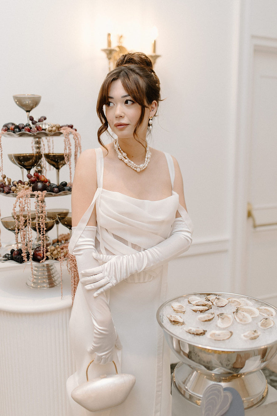 Ashley Triple Strand Baroque Pearl Bridal Necklace
