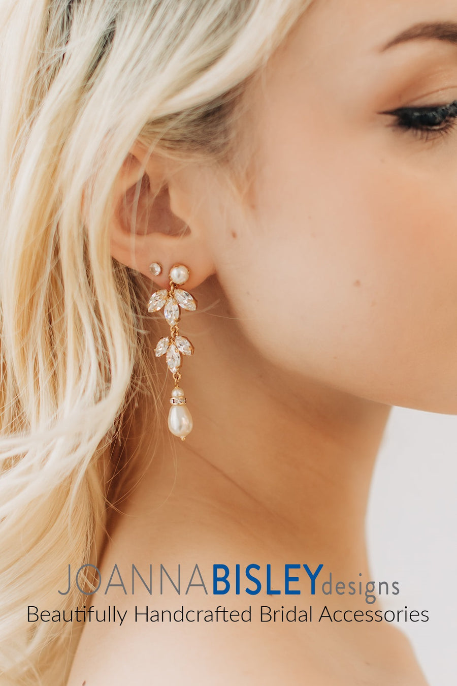 Adele Pearl and Crystal Wedding Earrings