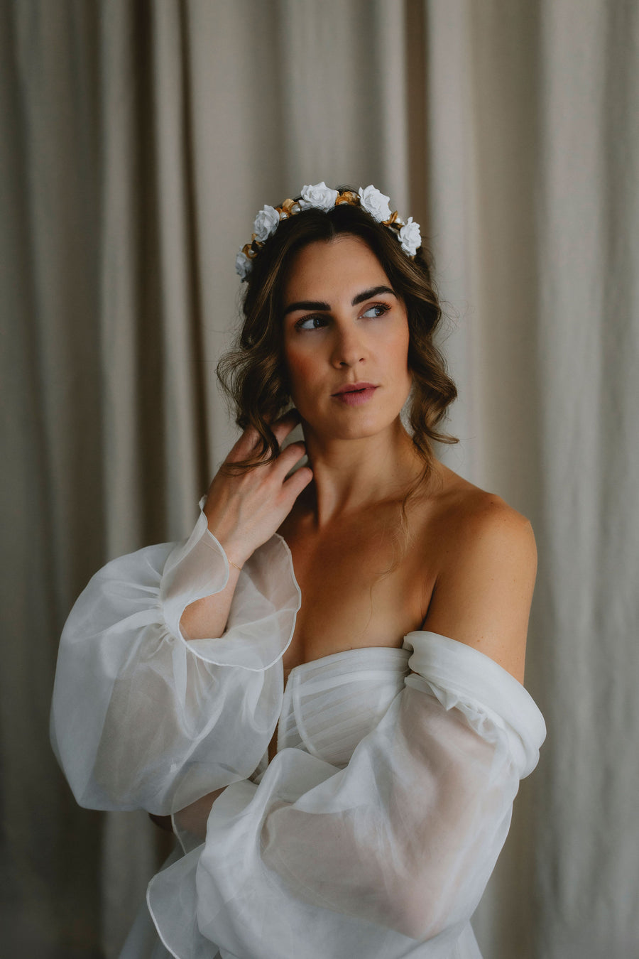 Paris Flower and Pearl Bridal Crown