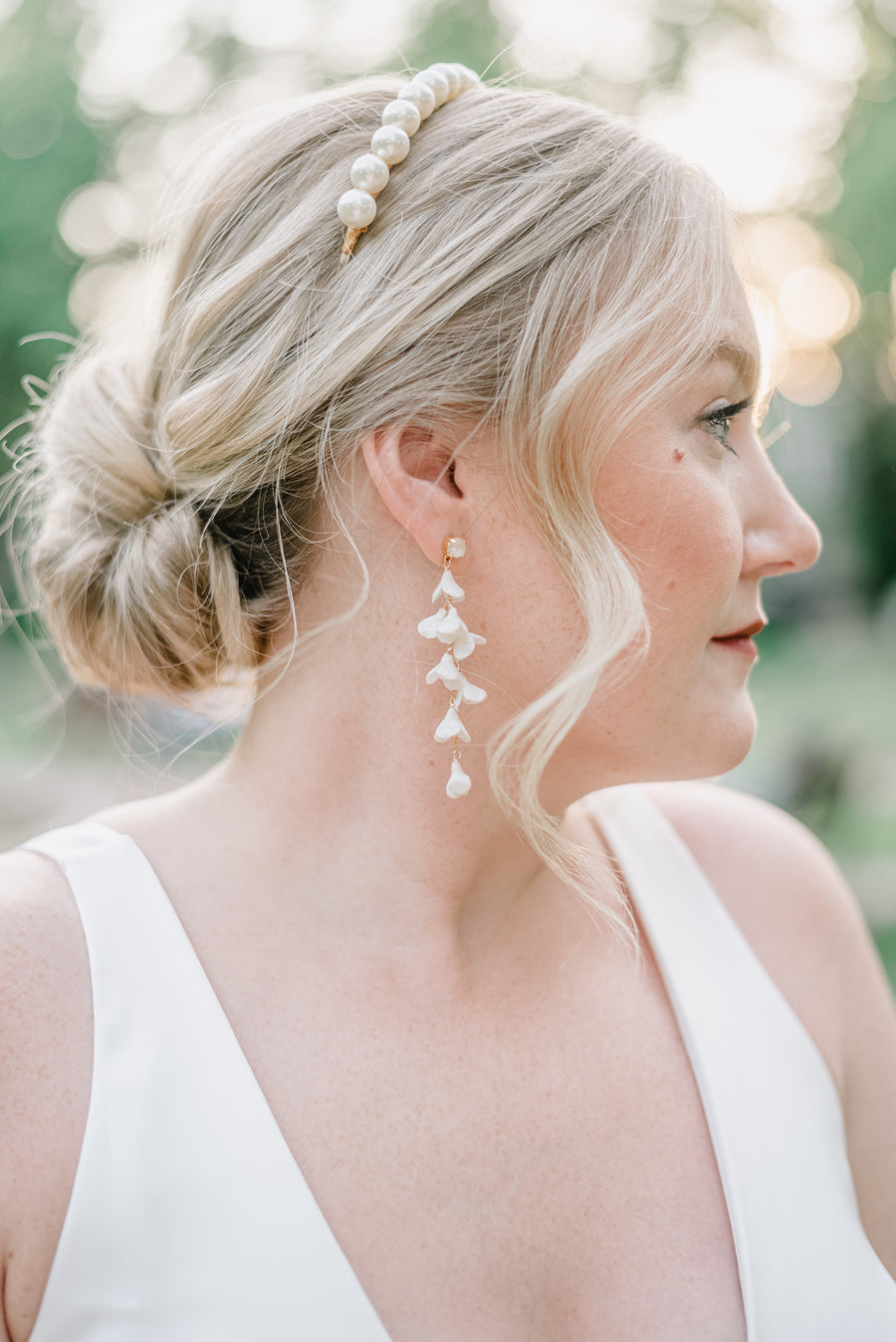 Bailey Flower and Pearl Bridal Earrings