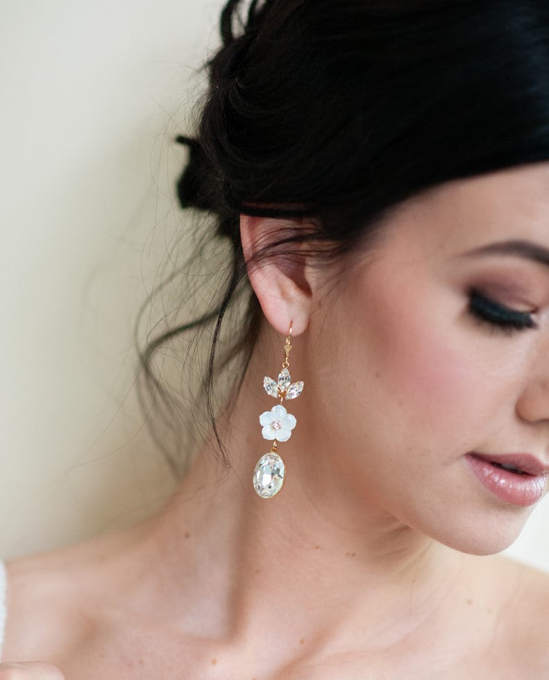 Lakin Fine Crystal and Mother of Pearl Earrings
