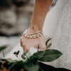 Swarovski Crystal and pearl silver triple strand bridal bracelet