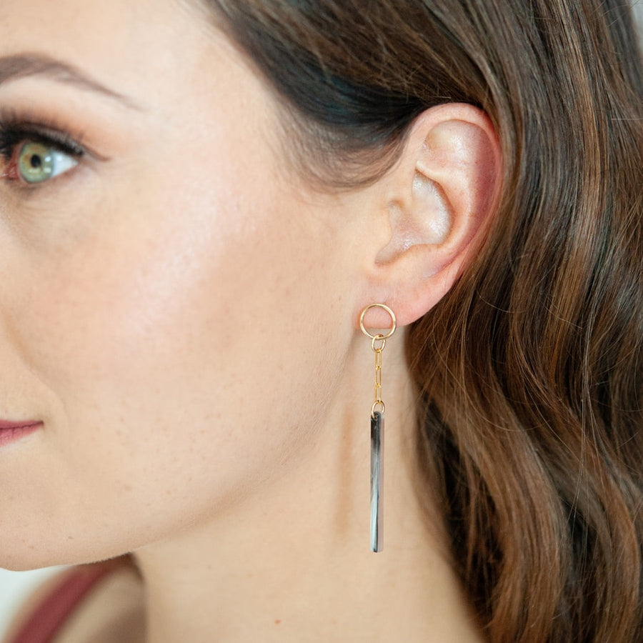 Derby 14kt Goldfill and Mink Acetate Earrings