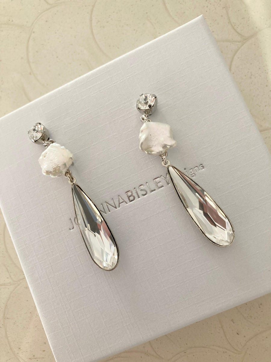 Isla Baroque Pearl Austrian Crystal Bridal Earrings