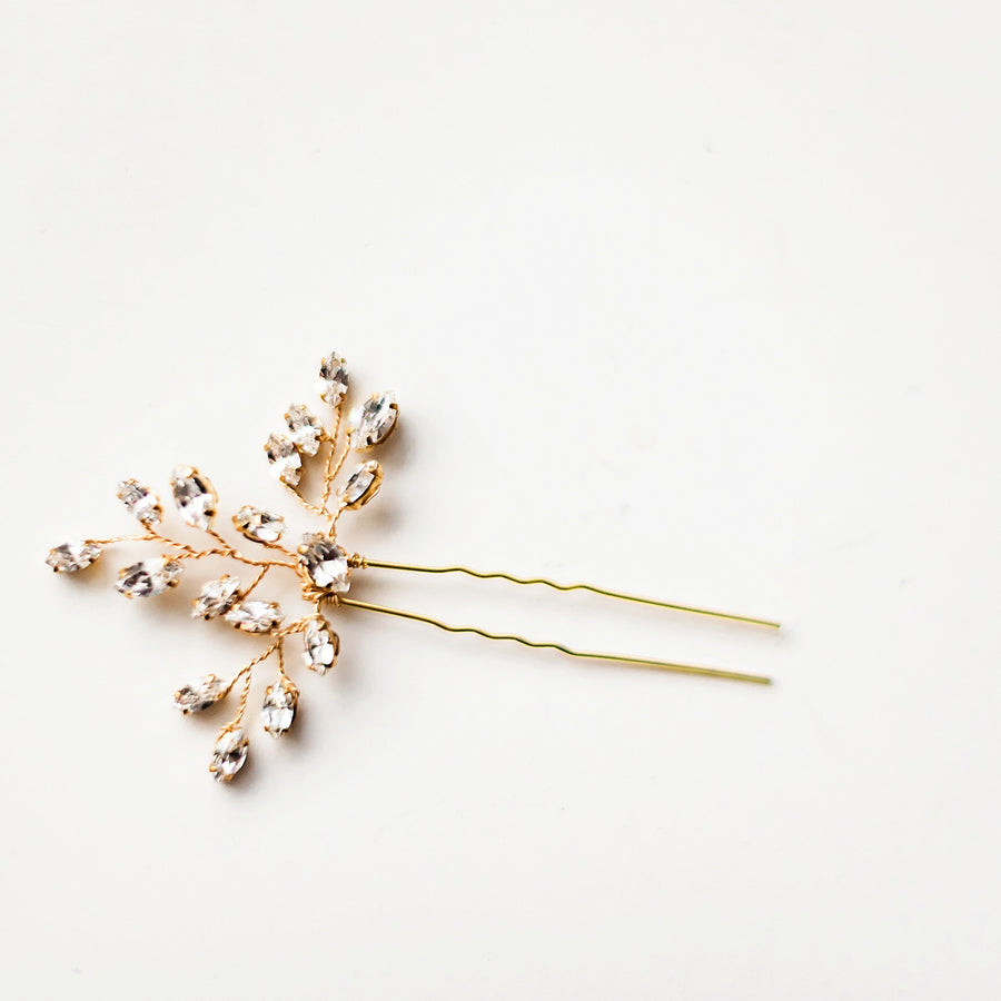Swarovski Crystal gold bridal pin for the modern bride.