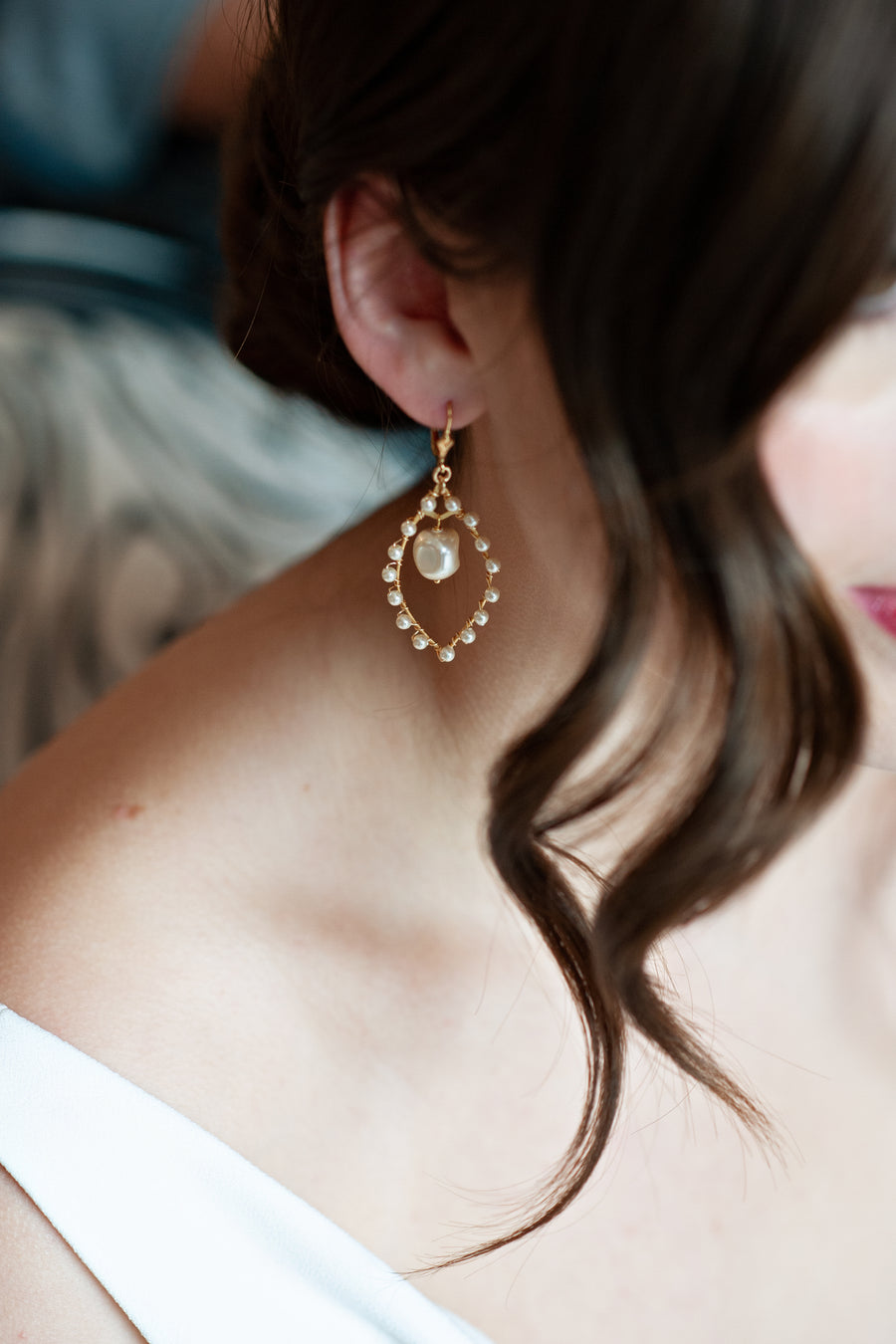 Monica Baroque Pearl Bridal Earrings