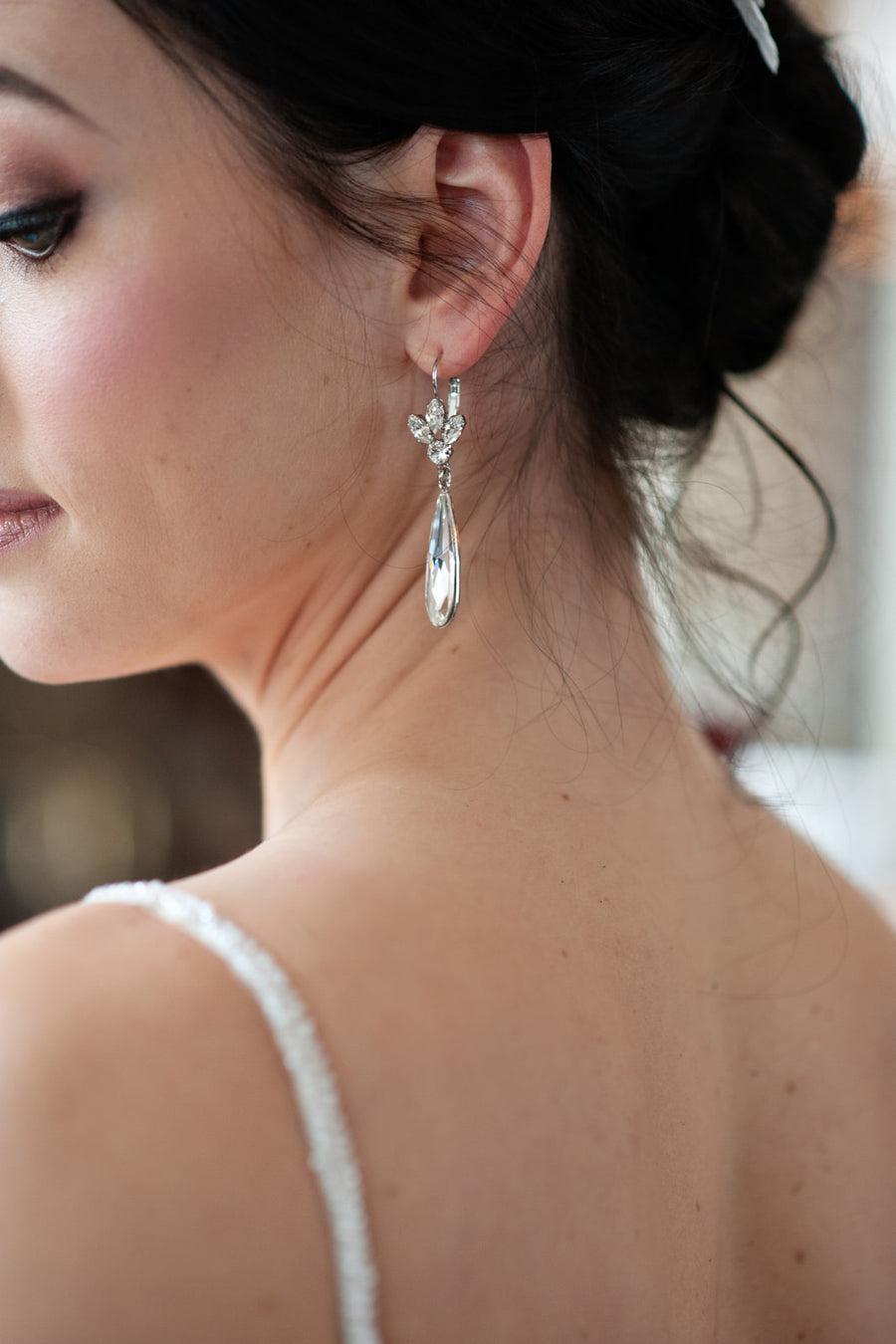 Sorrento Silver Drop Bridal Earrings