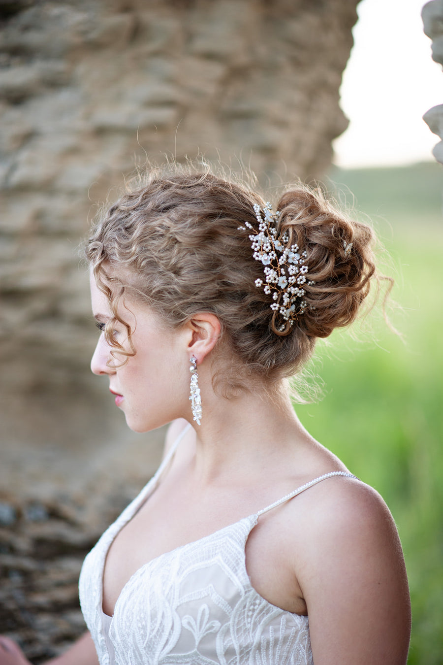 Tara Pearl and Mother of Pearl Bridal Headpiece with Pins