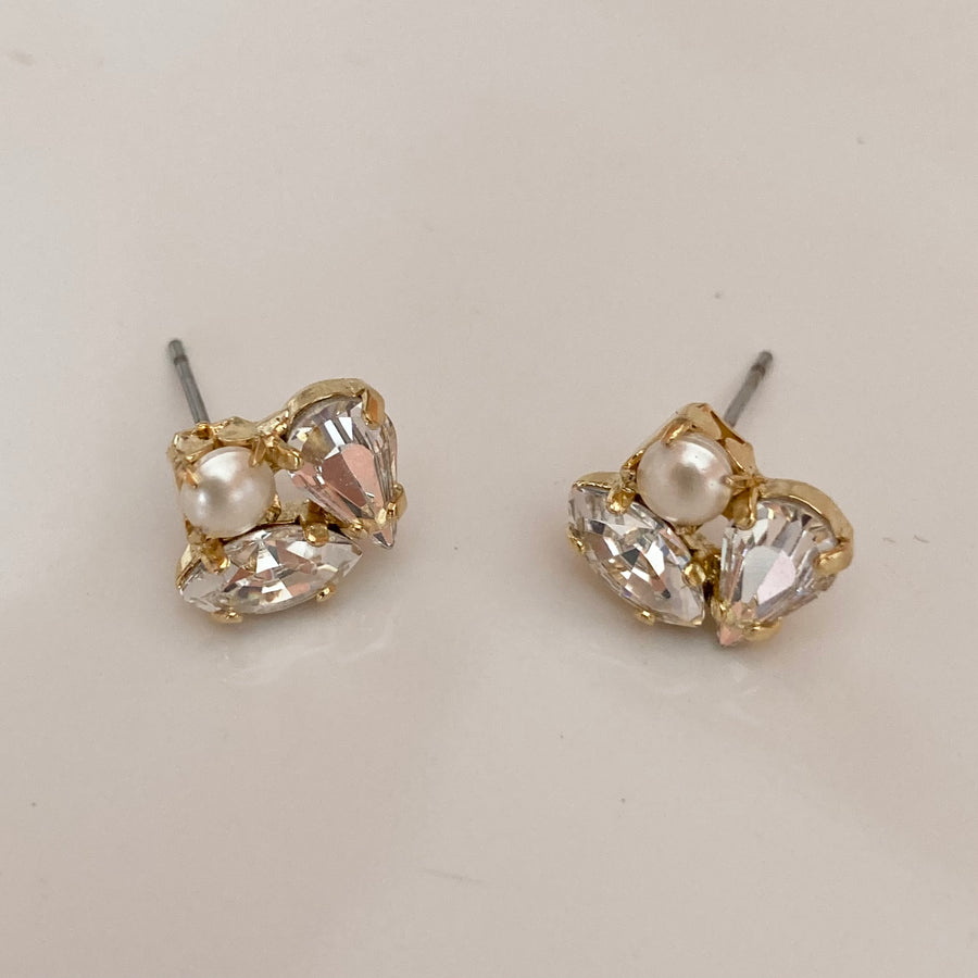 Delicate crystal bridal earrings handmade by Joanna Bisley Designs.