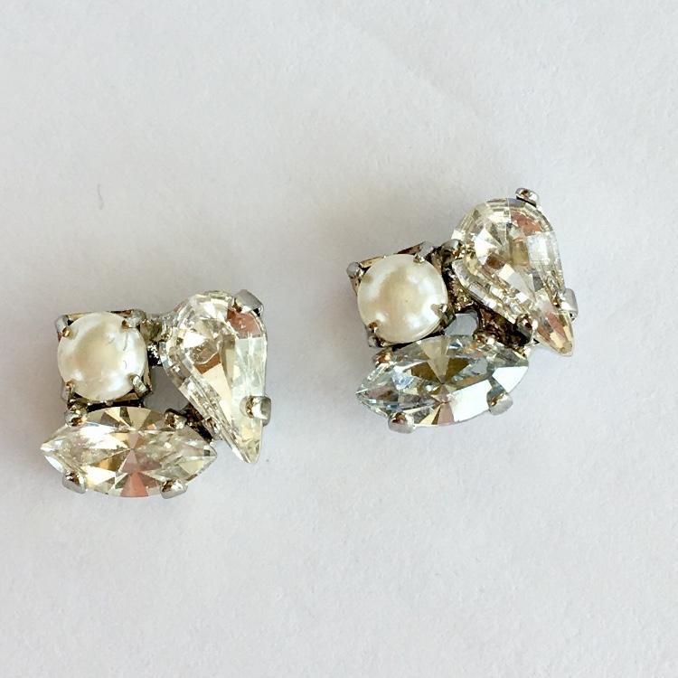 Emma  Silver and Swarovski Crystal Bridal Stud Earrings by Joanna Bisley Designs.