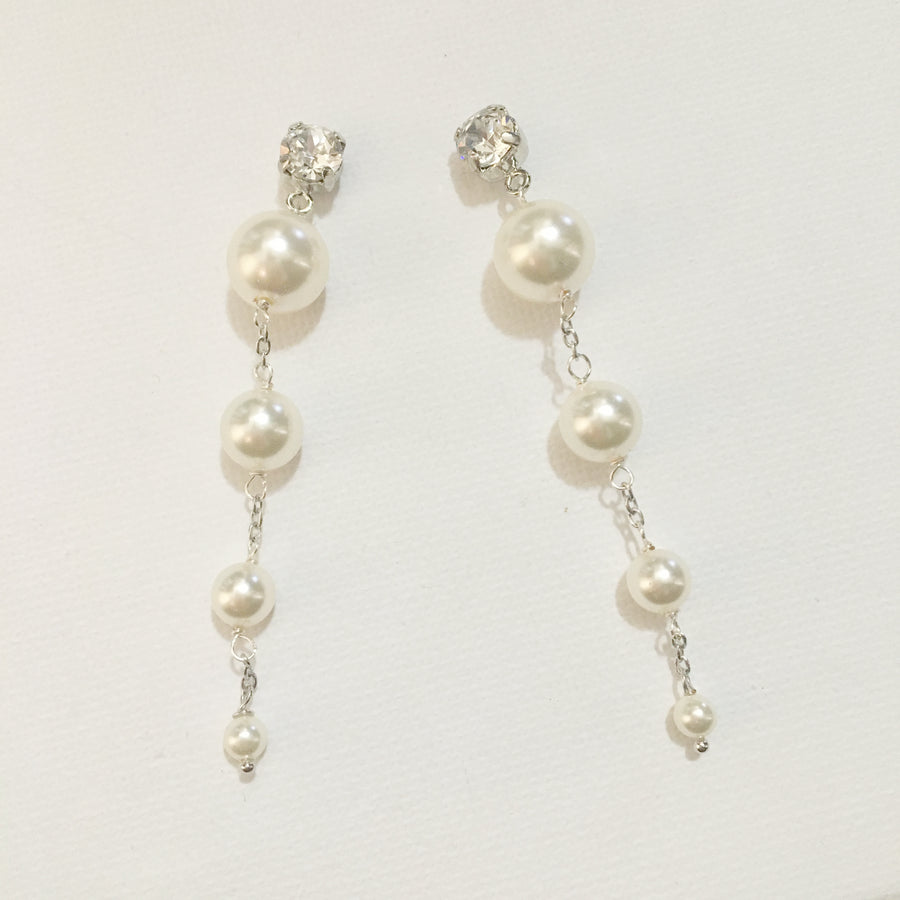 Long vintage inspired bridal earrings with Swarovski Crystal studs.