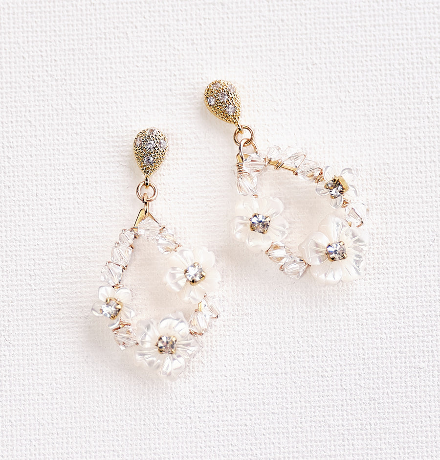 Julia Mother of Pearl and Crystal Wedding Earrings