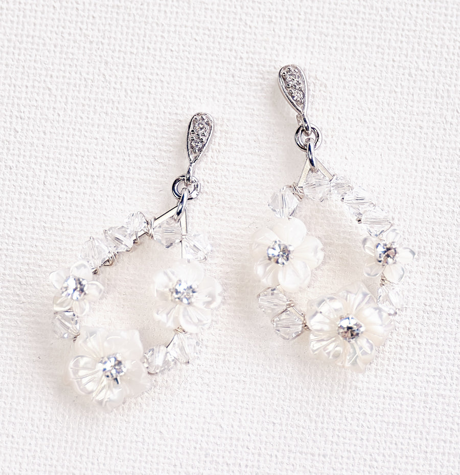 Julia Mother of Pearl and Crystal Wedding Earrings