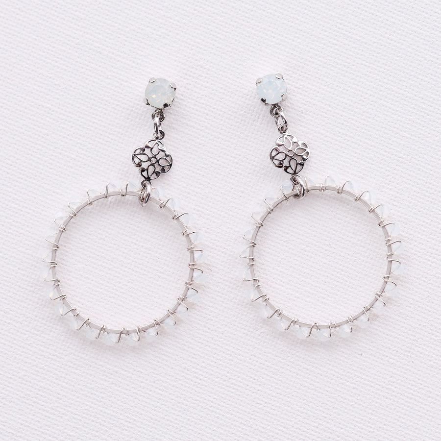 Ranya White Opal Crystal Bridal Earrings