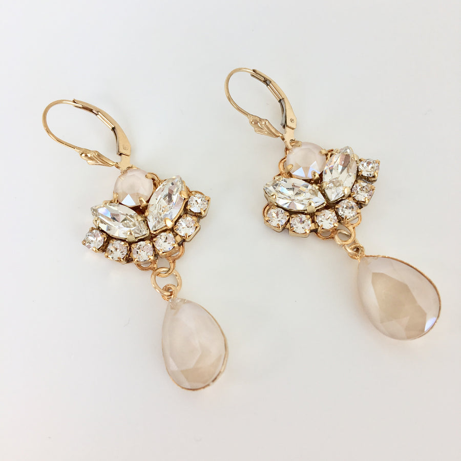 Swarovski Crystal gold bridal earrings