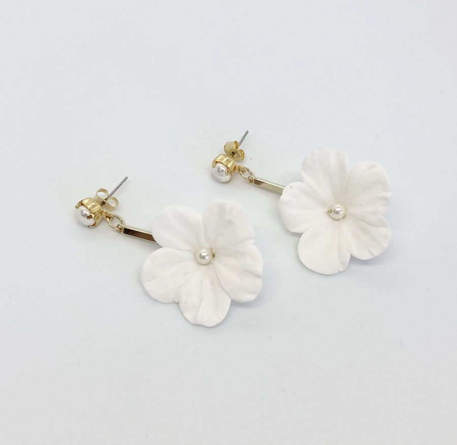 Eden Clay Floral and Pearl Bridal Earrings
