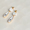 Crystal and Keshi pearl bridal earrings.