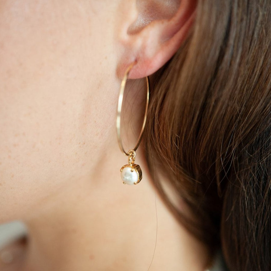 Molly 14kt Gold Hoop and Pearl Bridal Earring