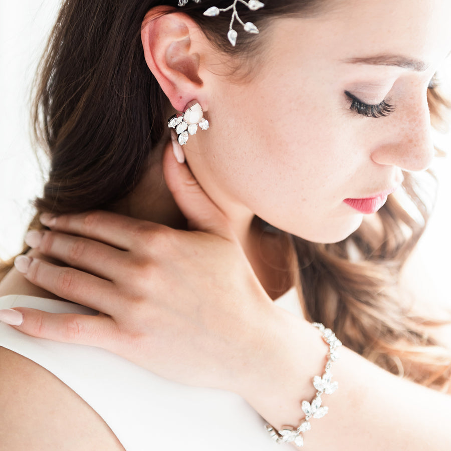 Peyton Crystal and Silver Bridal Earrings
