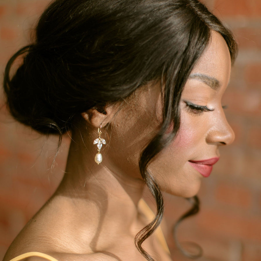 Tessa Pearl Bridal Earrings Gold