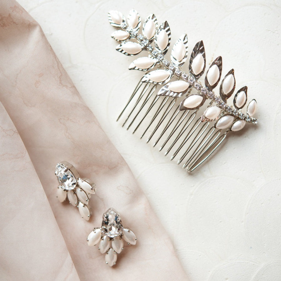 Peyton Crystal and Silver Bridal Earrings