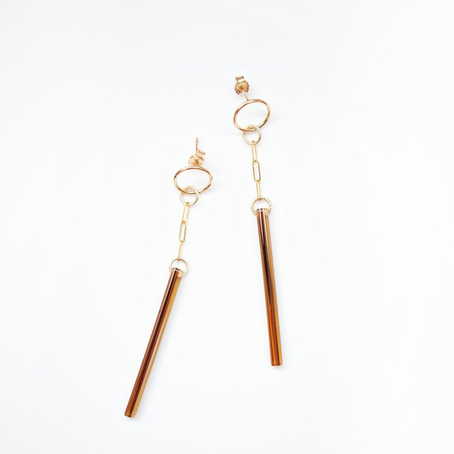 Derby 14kt Goldfill and Brown Sugar Acetate Earrings