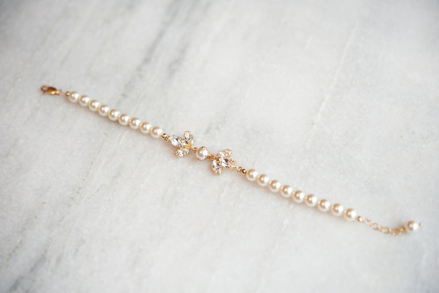 Thea Pearl and Crystal Bridal Bracelet